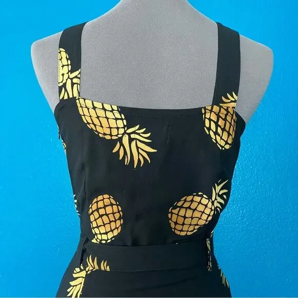 Sugarhill Brighton 70s Elva Midi Slip Dress in Handcrafted Pineapple Batik XS - Picture 11 of 14